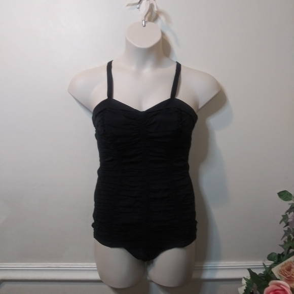 Vintage Rare 1950's Jantzen Black Ruched Front One-Piece Pin-Up Style Swimsuit - Picture 11 of 12